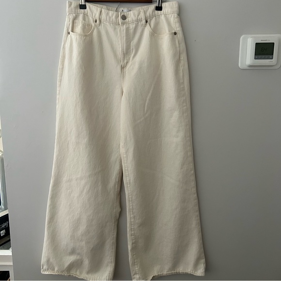 Loft The Palazzo cream wide leg jeans no belt 30-10 - Picture 3 of 10
